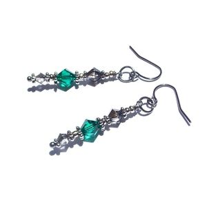 Gothic Gypsy Emerald Night Earrings Delicate Glam